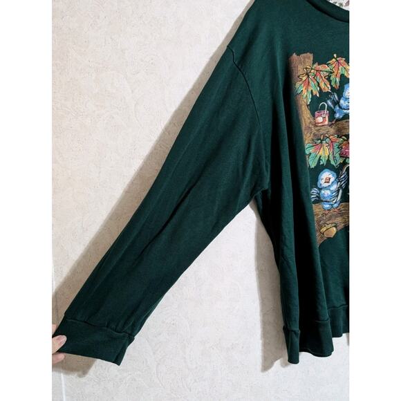 VTG Basic Editions 90's Autumn Birds Sweater Green Granny Core Size 2X - Picture 4 of 11